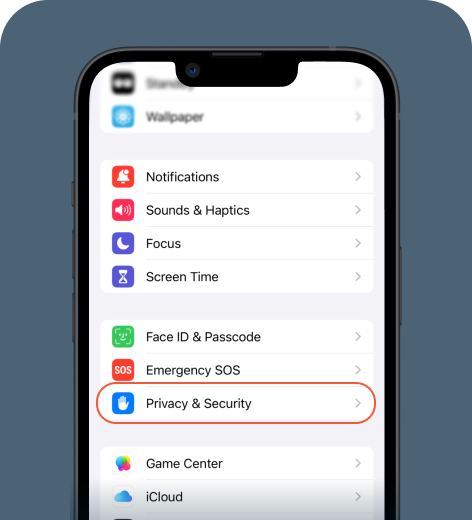 iPhone screen displaying the Settings menu.