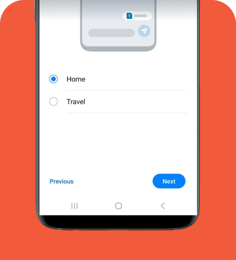 Android cell phone screen displaying the holiday.com app options for assigning a SIM for messages.