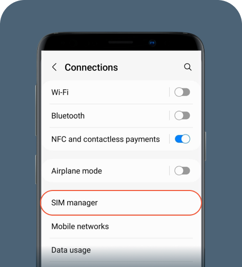 Android cell phone screen displaying Connections settings.