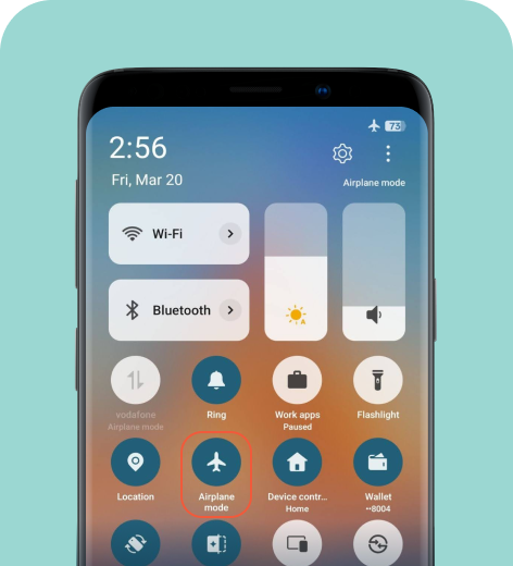 Android cell phone screen displaying the Quick Access menu.