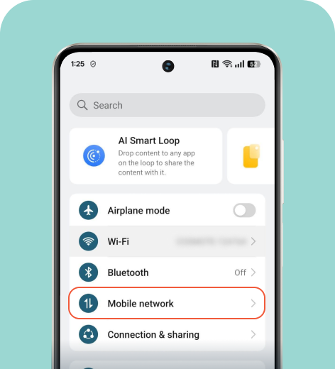 Android screen displaying the Settings menu.