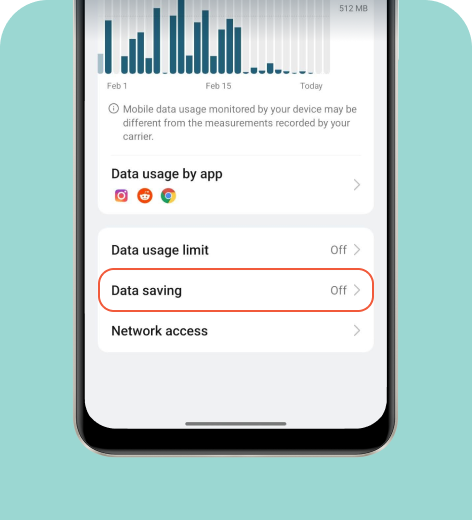 Android screen displaying the Data usage menu.